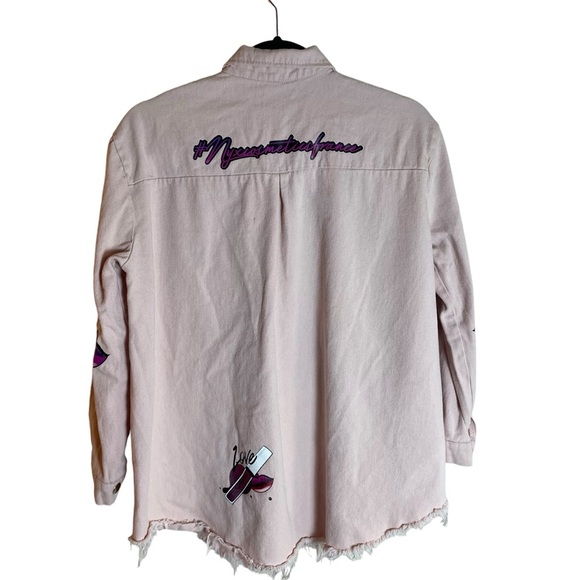 NYX Cosmetics France Button Up Denim Shirt Light Pink ASIS Medium? - Picture 6 of 9
